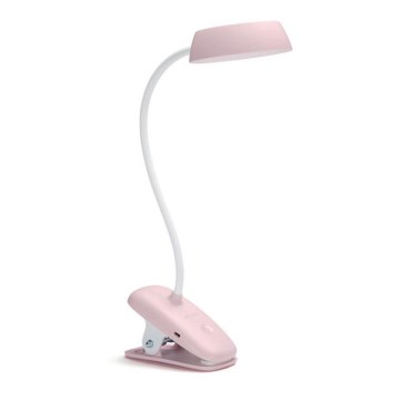 Philips - Ρυθμιζόμενος LED φωτισμός με κλιπ DONUTCLIP LED/3W/5V 1200 mAh CRI 90 ροζ