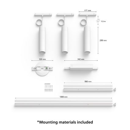 Philips -ΣET 3x LED RGB Dimmable κρεμαστά φωτιστικά ράγας Hue PERIFO LED RGB/15,6W/230V 2000-6500K