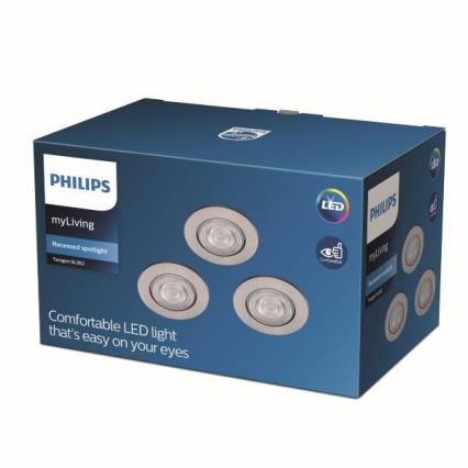 Philips - ΣET 3x Χωνευτά φωτιστικά LED LED/4.5W/230V 2,700K