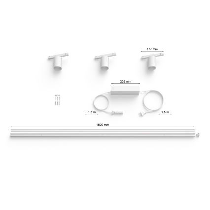 Philips - ΣET 3xLED RGB Dimmable φωτιστικά ράγας Hue PERIFO LED RGB/15,6W/230V 2000-6500K