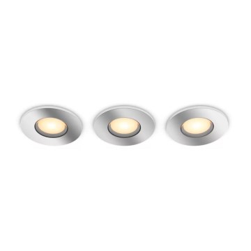 Philips - ΣΕΤ 3x LED Dimmable χωνευτό φωτιστικό μπάνιου Hue ADORE BATHROOM 1xGU10/4,2W/230V 2200-6500K IP44
