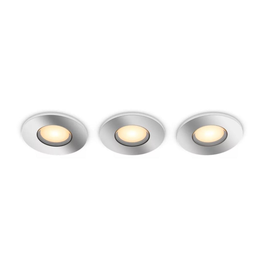 Philips - ΣΕΤ 3x LED Dimmable χωνευτό φωτιστικό μπάνιου Hue ADORE BATHROOM 1xGU10/4,2W/230V 2200-6500K IP44