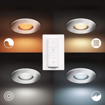 Philips - ΣΕΤ 3x LED Dimming φωτιστικά μπάνιου Hue ADORE 1xGU10/5W/230V IP44 + RC