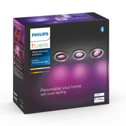 Philips - ΣΕΤ 3x LED RGB Dimmable φωτιστικά χωνευτά Hue CENTURA 1xGU10/5,7W/230V 2000-6500K