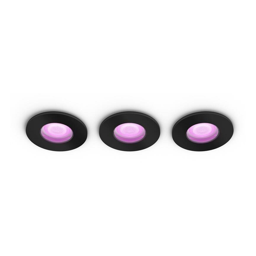 Philips -ΣΕΤ 3x LED RGBW Dimmable φωτιστικά μπάνιου χωνευτά Hue XAMENTO 1xGU10/5,7W/230V 2200-6500K IP44