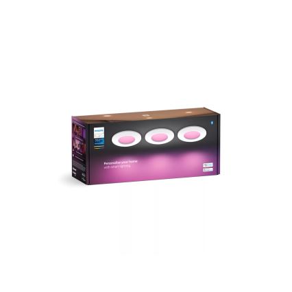 Philips - ΣΕΤ 3x LED RGBW Χωνευτό φωτιστικό οροφής μπάνιου dimmimg Hue SLIM LED/8,3W/230V IP44 2000-6500K