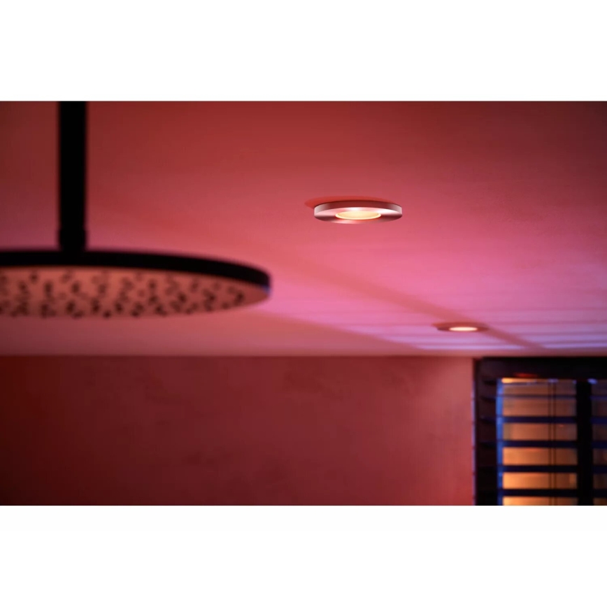 Philips - ΣΕΤ 3x LED RGBW Χωνευτό φωτιστικό οροφής μπάνιου dimmimg Hue XAMENTO 1xGU10/4,2W/230V IP44 2000-6500K
