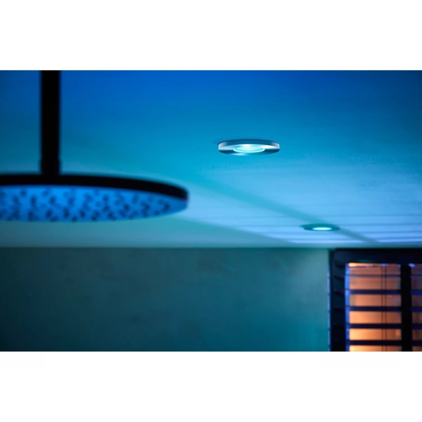 Philips - ΣΕΤ 3x LED RGBW Χωνευτό φωτιστικό οροφής μπάνιου dimmimg Hue XAMENTO 1xGU10/4,2W/230V IP44 2000-6500K