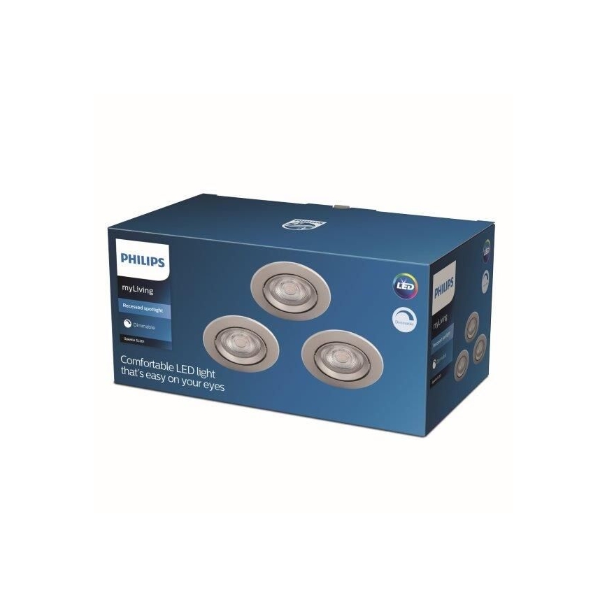 Philips - ΣΕΤ 3x Xωνευτά φωτιστικά LED με ρύθμιση του φωτισμού LED/5W/230V 2700K