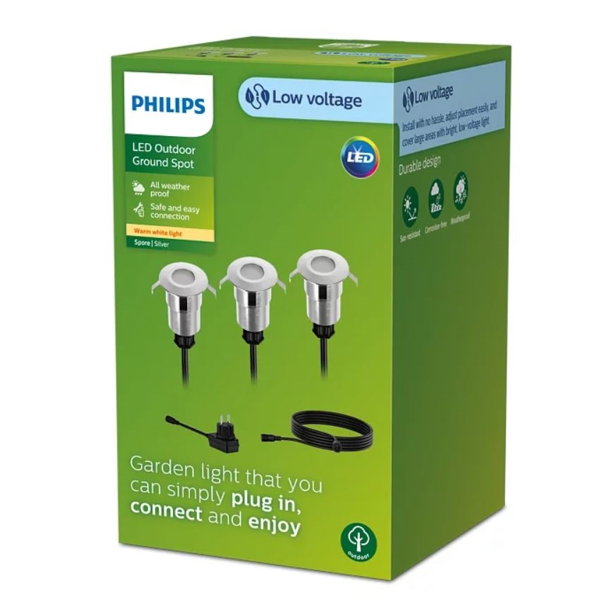 Philips - ΣΕΤ 3x Κρεμαστό φωτιστικό εξωτερικού χώρου LED SPORE LED/1W/24/230V IP67