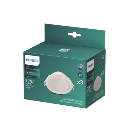 Philips - ΣΕΤ 3x Κρεμαστό φωτιστικό οροφής LED MESON LED/5,5W/230V 4000K