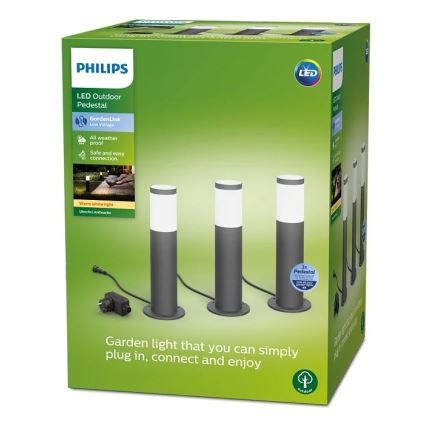 Philips - ΣΕΤ 3x Φωτιστικά LED εξωτερικού χώρου GARDENLINK LED/24W/230V 2700K IP44