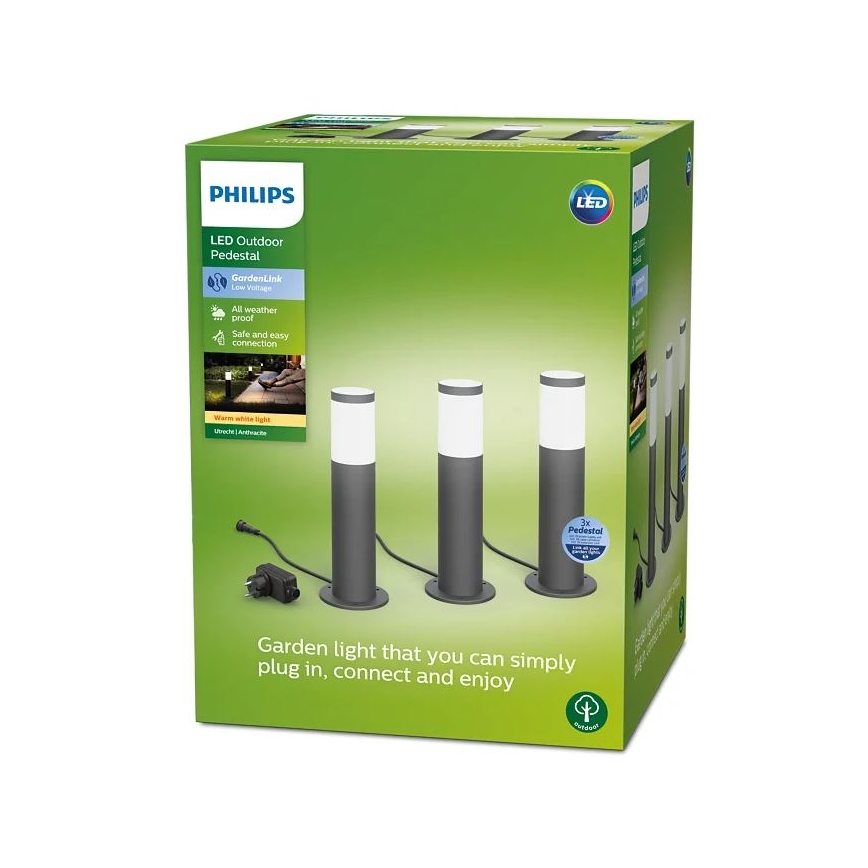 Philips - ΣΕΤ 3x Φωτιστικά LED εξωτερικού χώρου GARDENLINK LED/24W/230V 2700K IP44