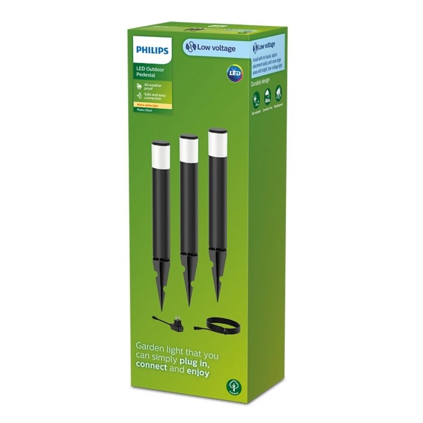 Philips - ΣΕΤ 3x Φωτιστικό LED εξωτερικού χώρου PUREX LED/1,5W/24/230V IP44