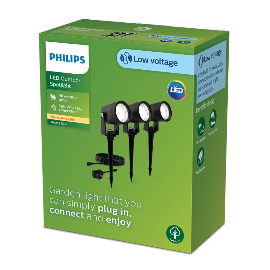 Philips - ΣΕΤ 3x Φωτιστικό εξωτερικού χώρου LED GARDENLINK REUEL LED/1,5W/230V 2700K IP44