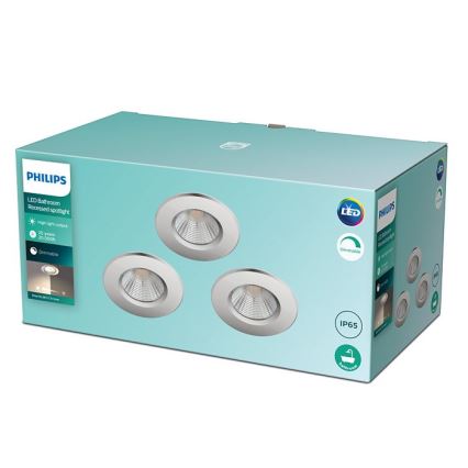 Philips - ΣΕΤ 3x Φωτιστικό μπάνιου dimming LED DIVE 1xLED/5,5W/230V IP65