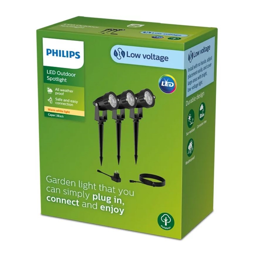 Philips - ΣΕΤ 3x Φωτιστικό σποτ εξωτερικού χώρου LED CASPER LED/1,5W/24/230V IP44