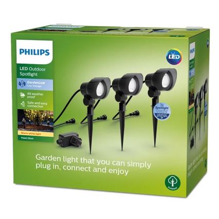 Philips -ΣΕΤ 3x Φωτιστικό σποτ εξωτερικού χώρου LED LED/6W/230V 2700K IP44