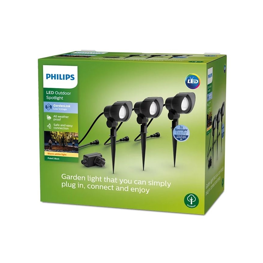 Philips -ΣΕΤ 3x Φωτιστικό σποτ εξωτερικού χώρου LED LED/6W/230V 2700K IP44