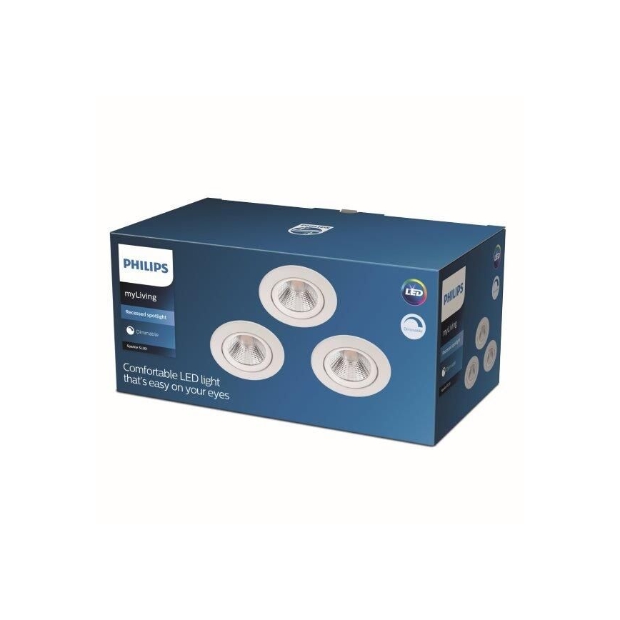 Philips - ΣΕΤ 3x Χωνευτά φωτιστικά με ρύθμιση φωτισμού LED LED/5,5W/230V 2700K