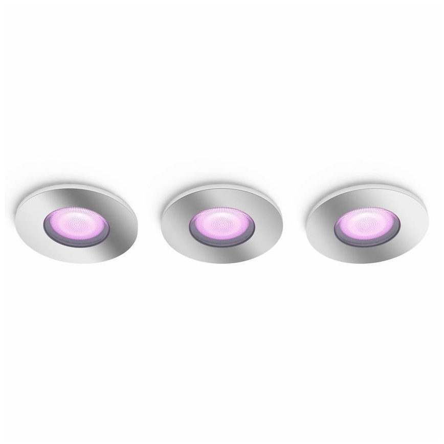 Philips-ΣΕΤ 3xLED RGB Dimmable φωτιστικά μπάνιου Hue XAMENTO 1xGU10/5,7W/230V IP44 2000-6500K
