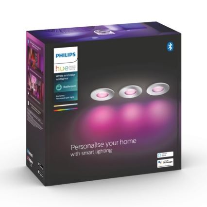 Philips-ΣΕΤ 3xLED RGB Dimmable φωτιστικά μπάνιου Hue XAMENTO 1xGU10/5,7W/230V IP44 2000-6500K