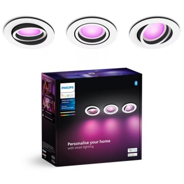Philips - ΣΕΤ 3xLED RGBW Χωνευτό φωτιστικό οροφής dimming Hue CENTURA 1xGU10/4,2W/230V 2000-6500K
