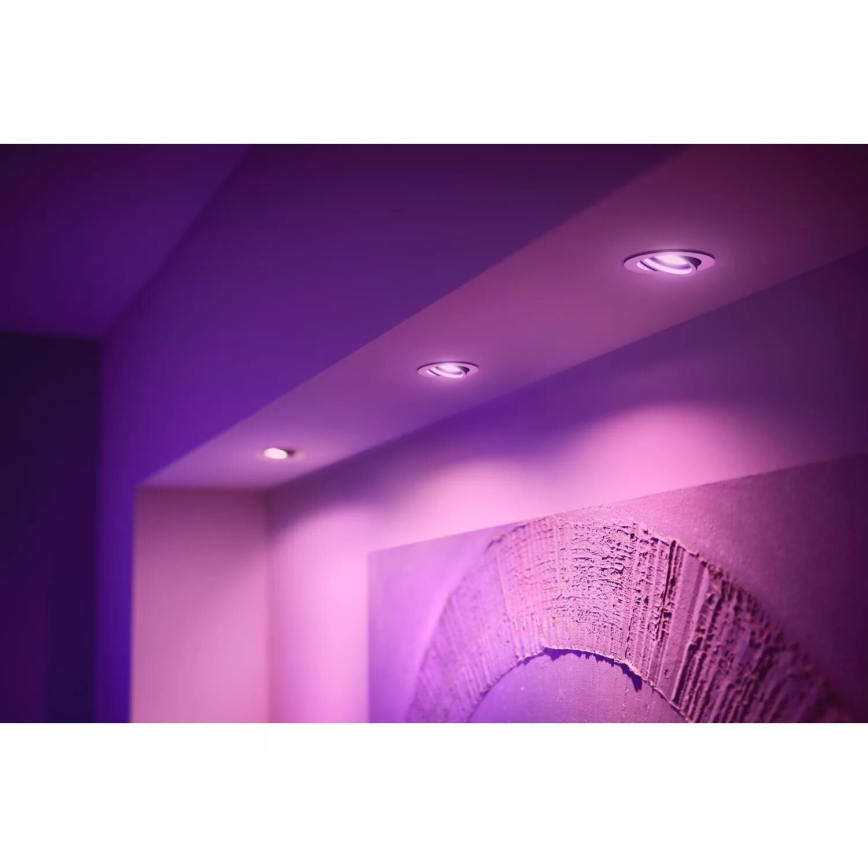 Philips - ΣΕΤ 3xLED RGBW Χωνευτό φωτιστικό οροφής dimming Hue CENTURA 1xGU10/4,2W/230V 2000-6500K