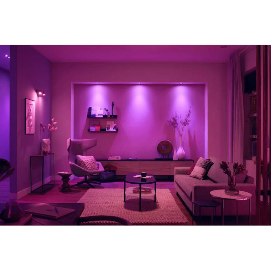 Philips - ΣΕΤ 3xLED RGBW Χωνευτό φωτιστικό οροφής dimming Hue CENTURA 1xGU10/4,2W/230V 2000-6500K