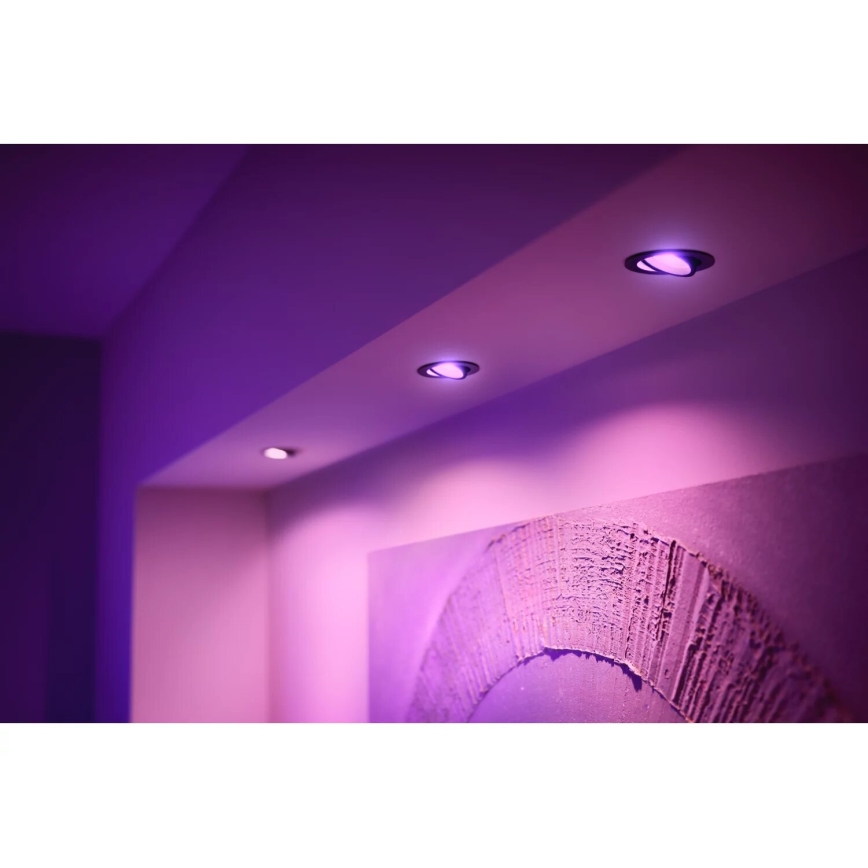 Philips - ΣΕΤ 3xLED RGBW Χωνευτό φωτιστικό οροφής dimming Hue CENTURA 1xGU10/4,2W/230V 2000-6500K