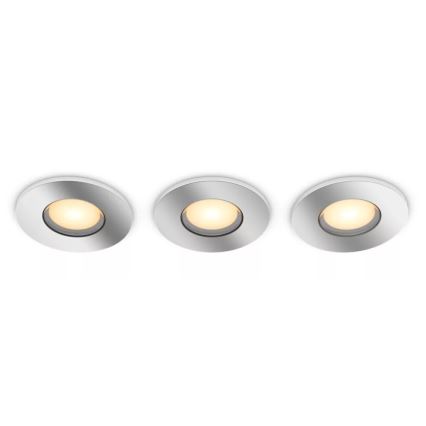 Philips - ΣΕΤ 3x LED Dimmable χωνευτό φωτιστικό μπάνιου Hue ADORE BATHROOM 1xGU10/4,2W/230V 2200-6500K IP44
