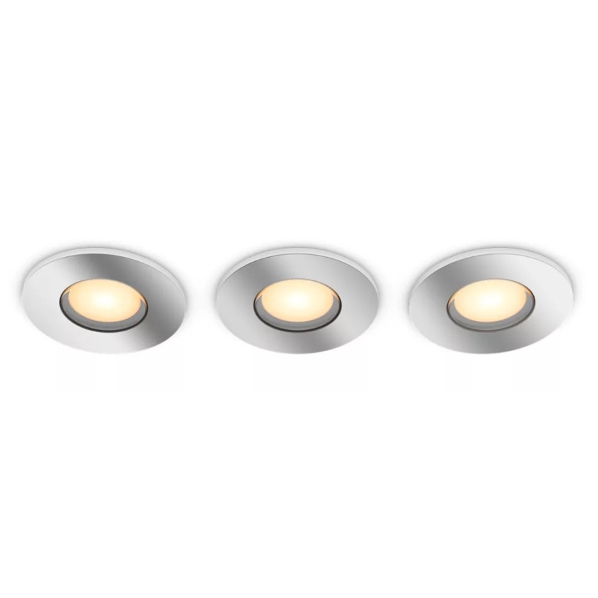 Philips - ΣΕΤ 3x LED Dimmable χωνευτό φωτιστικό μπάνιου Hue ADORE BATHROOM 1xGU10/4,2W/230V 2200-6500K IP44