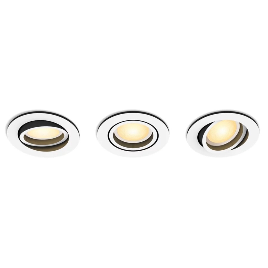 Philips - ΣΕΤ 3x LED Dimmable χωνευτό φωτιστικό Hue MILLISKIN 1xGU10/4,2W/230 2200-6500K