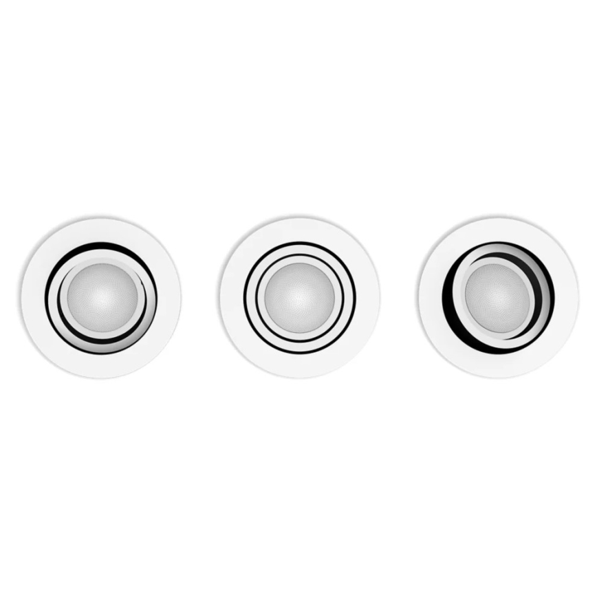 Philips - ΣΕΤ 3x LED Dimmable χωνευτό φωτιστικό Hue MILLISKIN 1xGU10/4,2W/230 2200-6500K