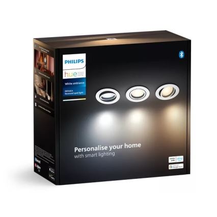 Philips - ΣΕΤ 3x LED Dimmable χωνευτό φωτιστικό Hue MILLISKIN 1xGU10/4,2W/230 2200-6500K
