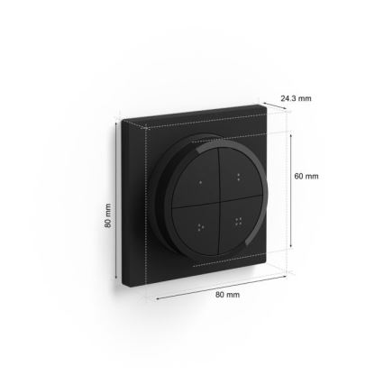 Philips - Τηλεχειριστήριο με διακόπτη Hue TAP 1xCR2032 μαύρο