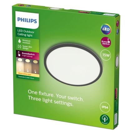 Philips - Φωτιστικό εξωτερικού χώρου dimming LED SUPERSLIM SCENE SWITCH LED/15W/230V IP54 μαύρο