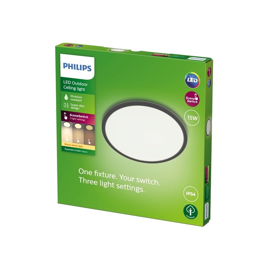 Philips - Φωτιστικό εξωτερικού χώρου dimming LED SUPERSLIM SCENE SWITCH LED/15W/230V IP54 μαύρο