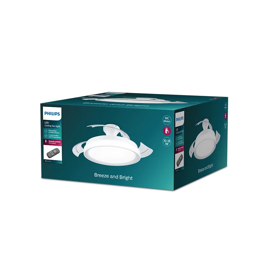 Philips - Φωτιστικό οροφής LED με ανεμιστήρα BLISS LED/35W/230V 5500/4000/2700K λευκό + τηλεχειριστήριο