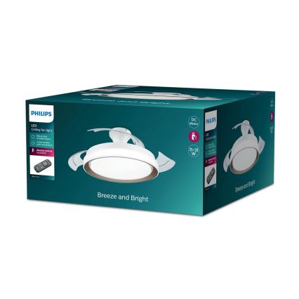 Philips-Φωτιστικό οροφής LED με ανεμιστήρα LED/35W/230V 5500/4000/2700K + τηλεχειριστήριο χρυσαφί
