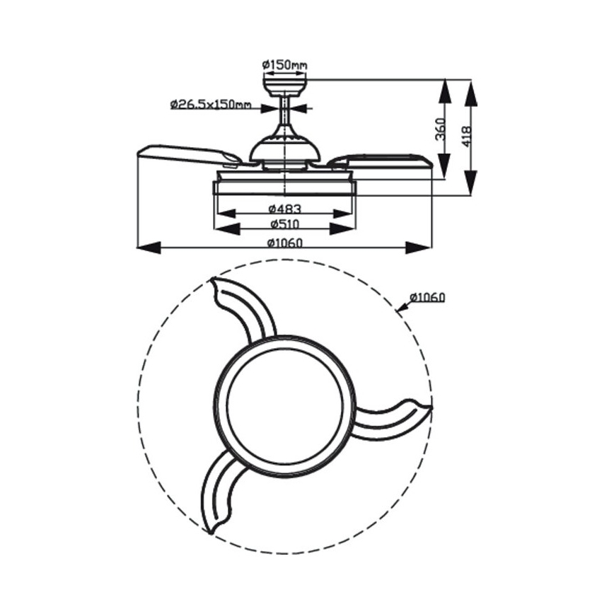 Philips-Φωτιστικό οροφής LED με ανεμιστήρα LED/35W/230V 5500/4000/2700K + τηλεχειριστήριο χρυσαφί