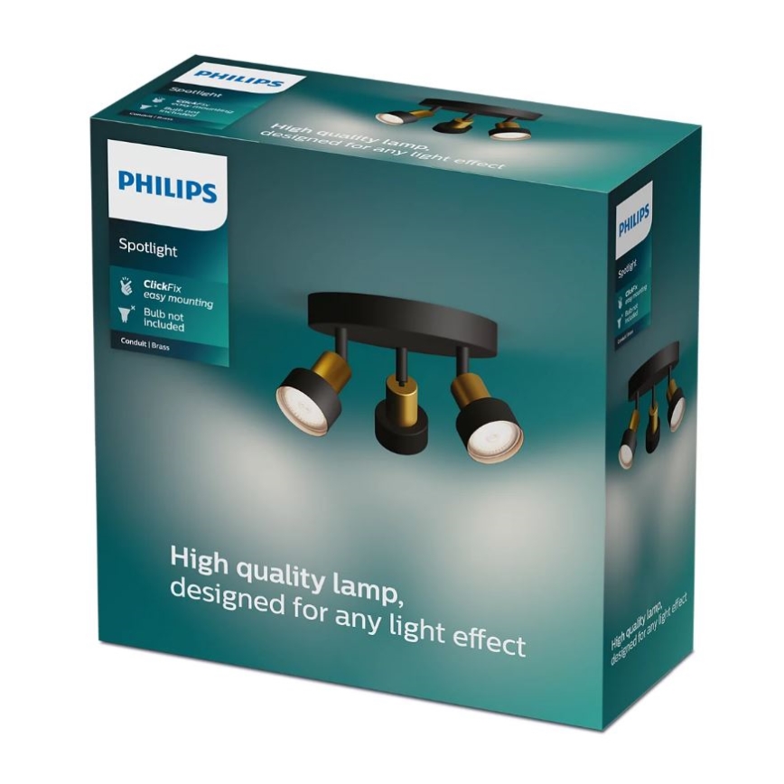 Philips - Φωτιστικό σποτ CONDUIT 3xGU10/5W/230V μαύρο/χάλκινο