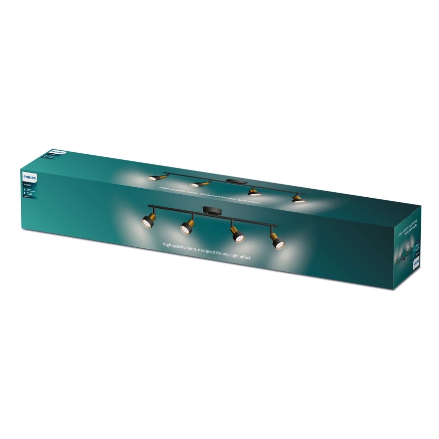 Philips - Φωτιστικό σποτ CONDUIT 4xGU10/5W/230V μαύρο/χάλκινο