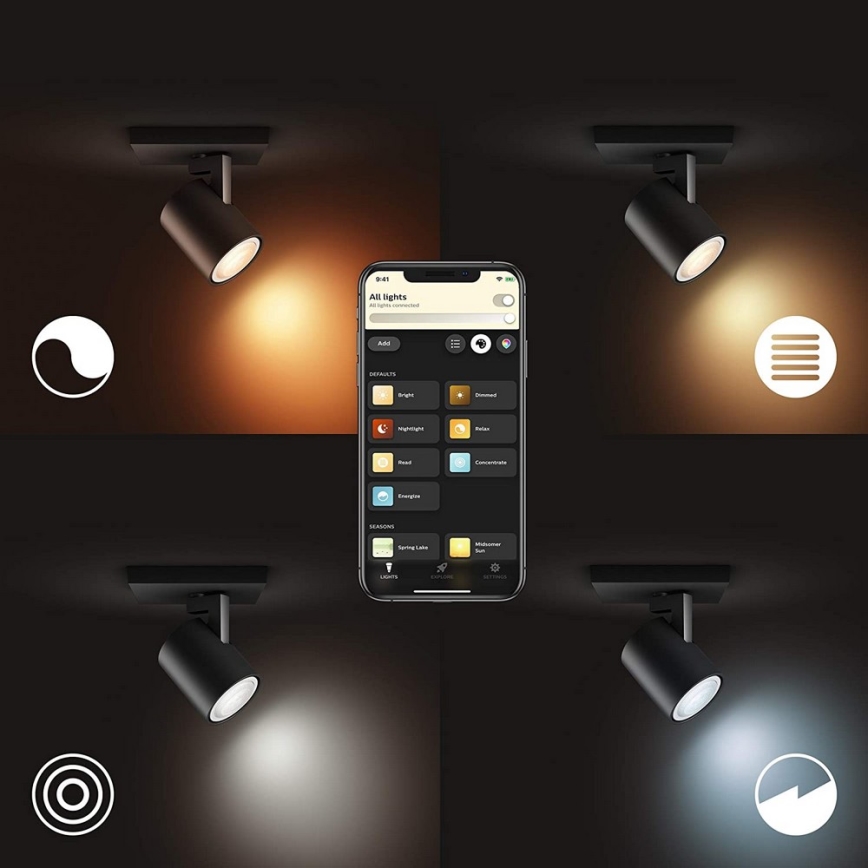 Philips - Φωτιστικό σποτ Dimming LED Hue RUNNER 1xGU10/4,2W/230V 2200-6500K μαύρο