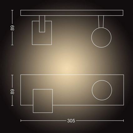 Philips - Φωτιστικό σποτ Dimming LED Hue RUNNER 2xGU10/4,2W/230V 2200-6500K + τηλεχειριστήριο λευκό