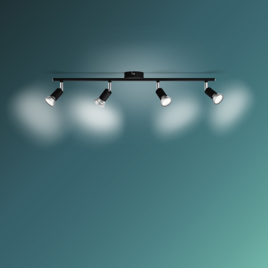 Philips - Φωτιστικό σποτ 4xGU10/50W/230V μαύρο
