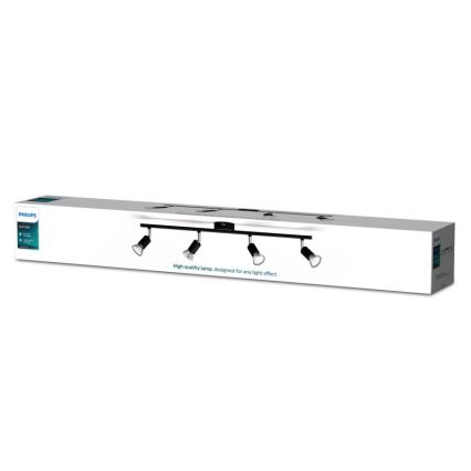 Philips - Φωτιστικό σποτ 4xGU10/50W/230V μαύρο
