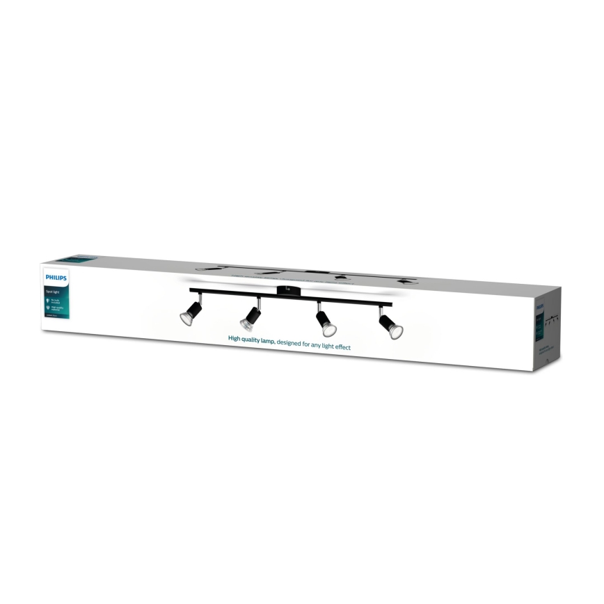 Philips - Φωτιστικό σποτ 4xGU10/50W/230V μαύρο
