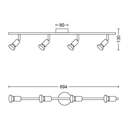 Philips - Φωτιστικό σποτ 4xGU10/50W/230V μαύρο