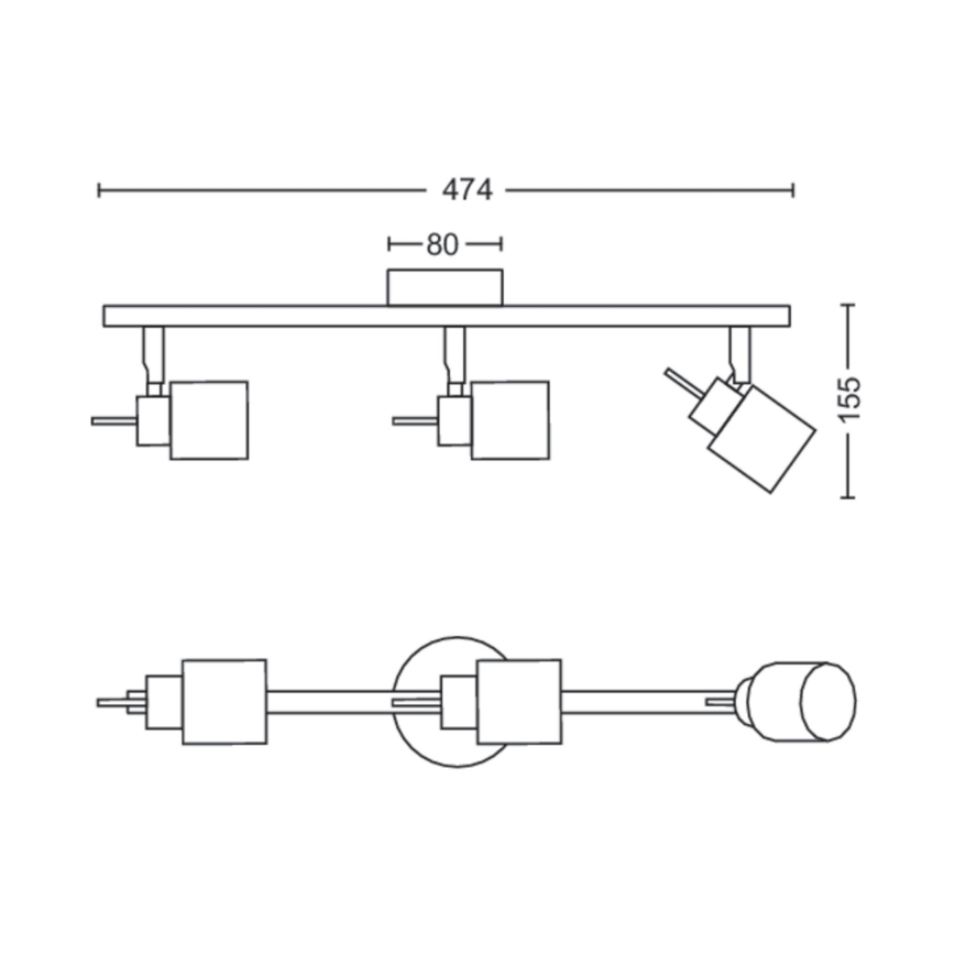 Philips - Φωτιστικό σποτ 3xGU10/35W/230V μαύρο